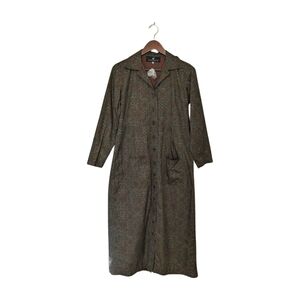 Peruvian Connection Women's Pima Button Down Maxi Coat Dress Green Brown S